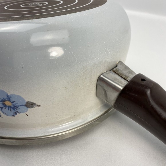 Saucepan 1.5 Quart With Lid Crowning Fashion Spring Bouquet Pattern Vintage Flaw - Picture 13 of 14